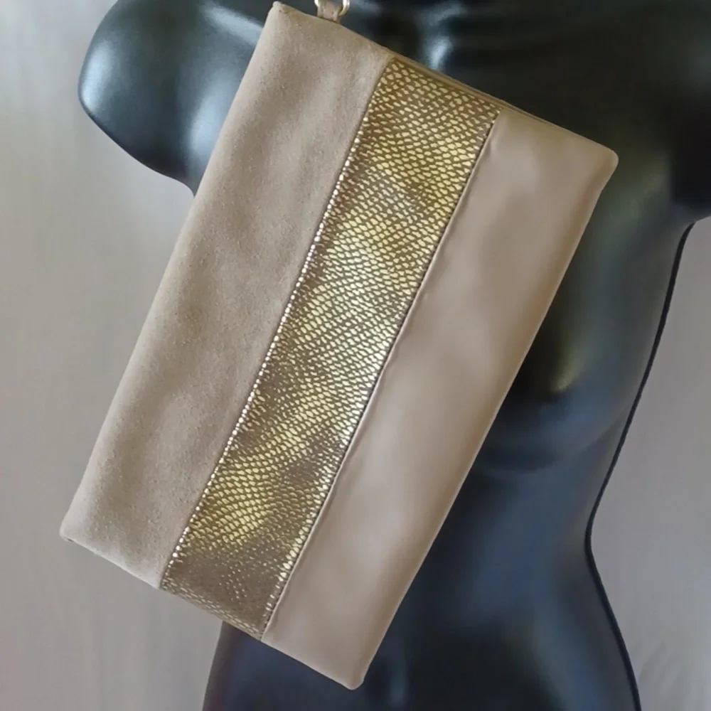 White House Black Market- Taupe Leather Wristlet - Picture 4 of 7